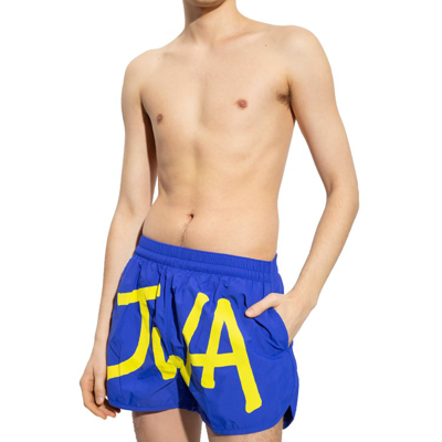 Shop Jw Anderson Logo Swim Shorts In Blue