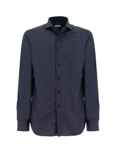Shop Xacus Blue Slim-fit Shirt