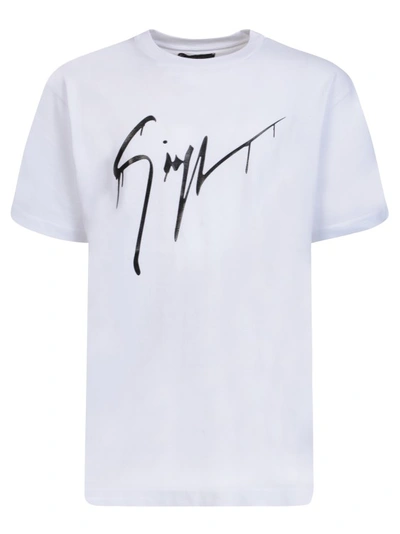 Shop Giuseppe Zanotti Cotton Logo T-shirt In White