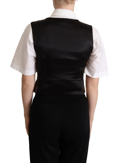 Shop Dolce & Gabbana Black Gold Jacquard Silk Waistcoat Women's Vest