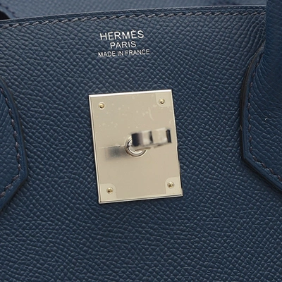 Shop Hermes Hermès Birkin 30 Navy Leather Handbag ()