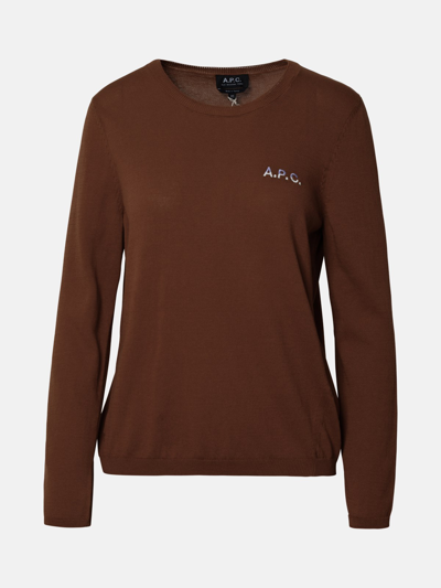 Shop Apc Brown Cotton 'albane' Sweater