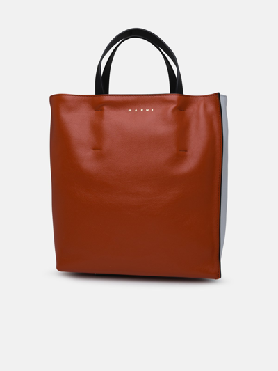 Shop Marni 'museo' Two-tone Leather Bag In Multi