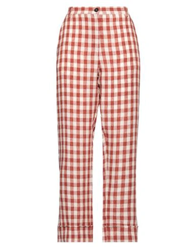 Shop Massimo Alba Woman Pants Brick Red Size 6 Linen