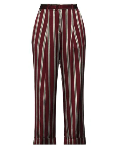 Shop Manila Grace Woman Pants Burgundy Size 10 Acetate, Viscose In Red