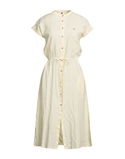 Shop Tommy Hilfiger Woman Midi Dress Light Yellow Size 4 Linen