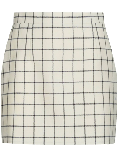 Shop Marni Fitted Checked Skirt In White