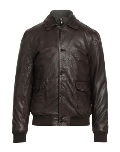 Shop Andrea D'amico Man Jacket Dark Brown Size 46 Soft Leather