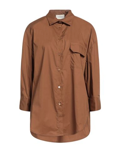 Shop Vicolo Woman Shirt Brown Size M Cotton