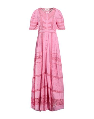 Shop Loveshackfancy Woman Maxi Dress Fuchsia Size 10 Cotton In Pink