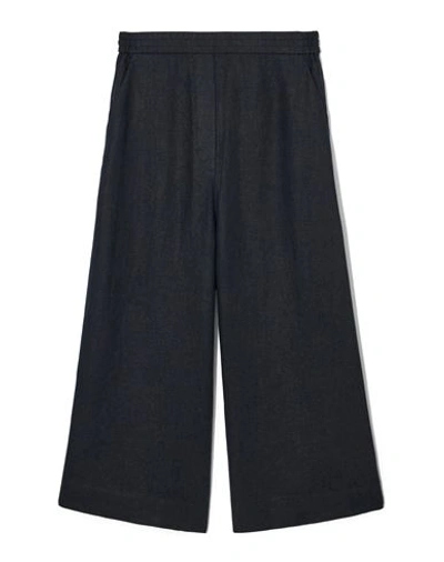 Shop Cos Woman Cropped Pants Midnight Blue Size 6 Linen