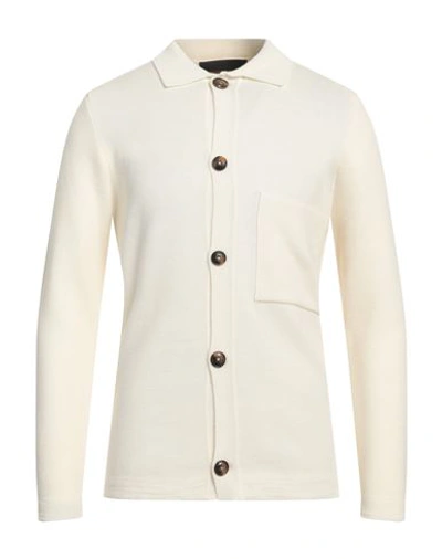 Shop Officina 36 Man Cardigan White Size L Acrylic, Virgin Wool, Polyacrylic