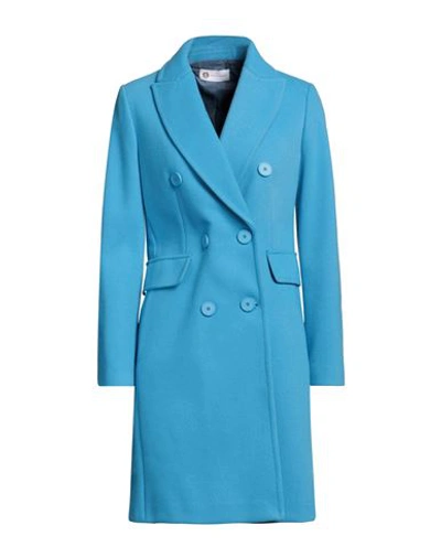Shop Diana Gallesi Woman Coat Azure Size 10 Polyester In Blue