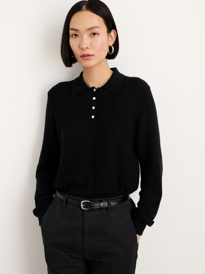Shop Alex Mill Alice Polo Sweater In Cotton In Black