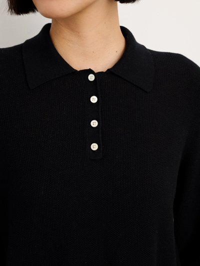 Shop Alex Mill Alice Polo Sweater In Cotton In Black