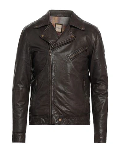 Shop Andrea D'amico Man Jacket Dark Brown Size 46 Soft Leather