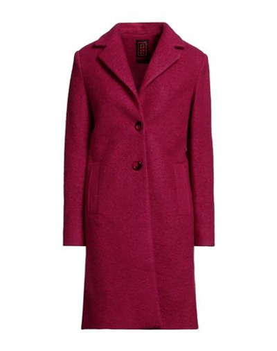 Shop Stefanel Woman Coat Fuchsia Size 14 Wool, Polyester In Pink