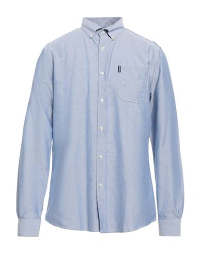 Shop Barbour Man Shirt Azure Size Xs Cotton In Blue