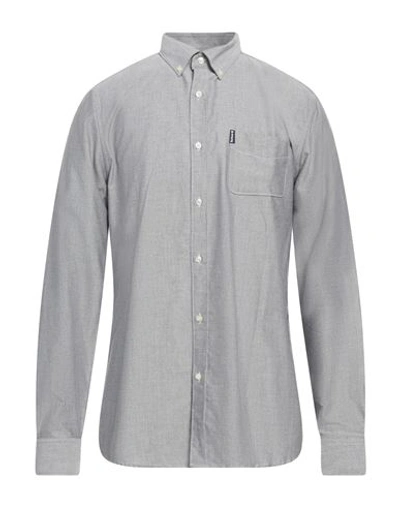 Shop Barbour Man Shirt Grey Size Xs Cotton