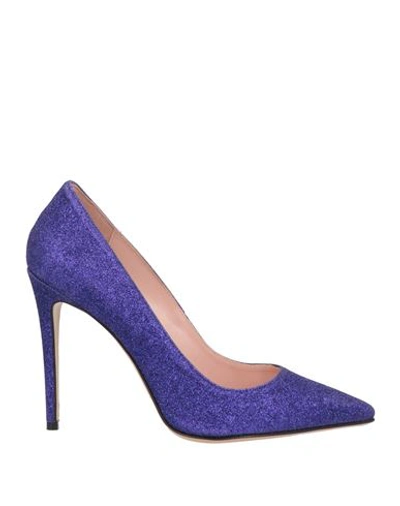 Anna F . Woman Pumps Purple Size 11 Soft Leather In Purple