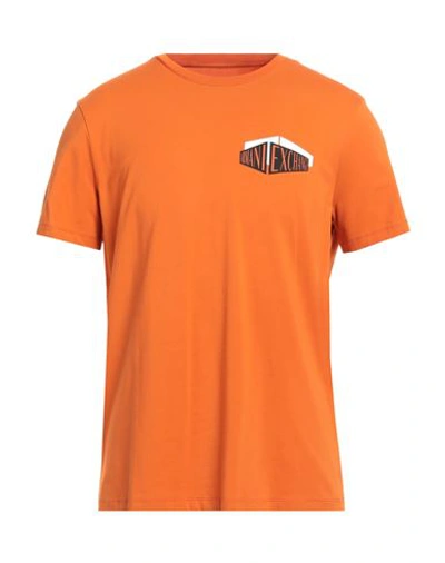 Shop Armani Exchange Man T-shirt Orange Size M Cotton, Elastane