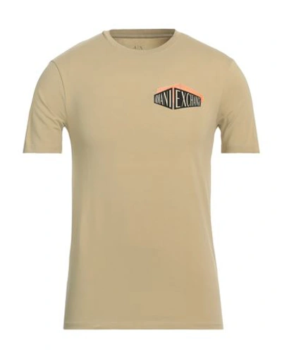 Shop Armani Exchange Man T-shirt Sage Green Size M Cotton, Elastane