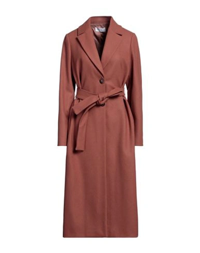 Shop Diana Gallesi Woman Coat Tan Size 10 Virgin Wool, Polyamide In Brown