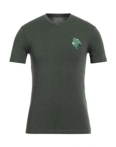 Shop Armani Exchange Man T-shirt Sage Green Size S Cotton, Elastane