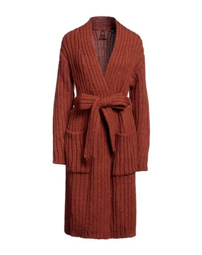 Shop Stefanel Woman Cardigan Rust Size L Acrylic, Alpaca Wool, Wool In Red