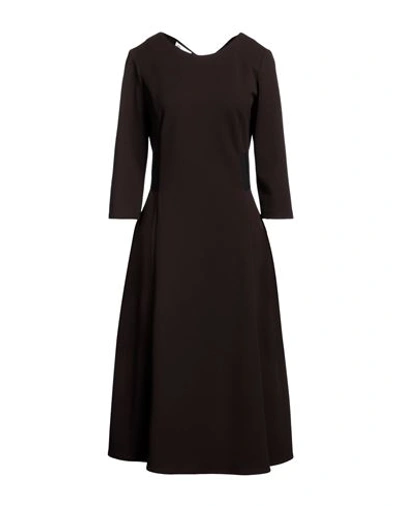 Shop Diana Gallesi Woman Midi Dress Dark Brown Size 6 Polyester, Elastane