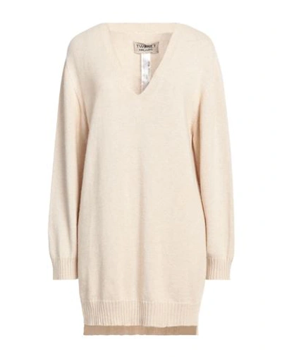 Shop Twinset Woman Sweater Beige Size M Polyamide, Wool, Viscose, Polyester, Cashmere