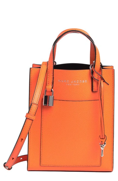 Shop Marc Jacobs Micro Leather Tote In Dragon Fire