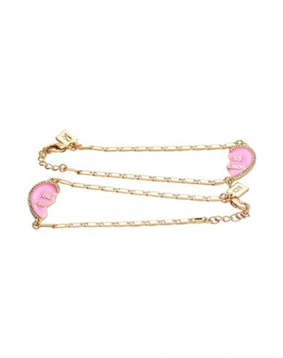 Shop Crystal Haze Woman Bracelet Pink Size - Brass, 750/1000 Gold Plated, Enamel, Cubic Zirconia
