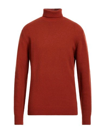 Shop Avignon Man Turtleneck Rust Size Xxl Wool, Nylon In Red