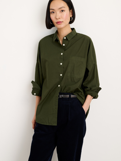 Alex Mill Jo Shirt In Paper Poplin In Pine Needle