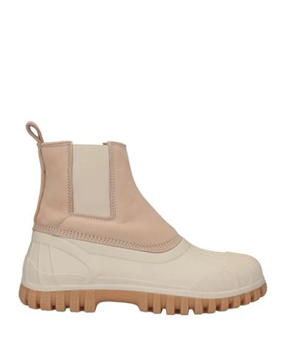 Shop Diemme Woman Ankle Boots Beige Size 10 Soft Leather, Textile Fibers