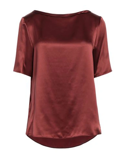 Shop Diana Gallesi Woman Top Burgundy Size 10 Silk In Red