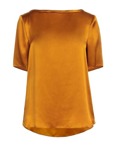 Shop Diana Gallesi Woman Top Ocher Size 8 Silk In Yellow