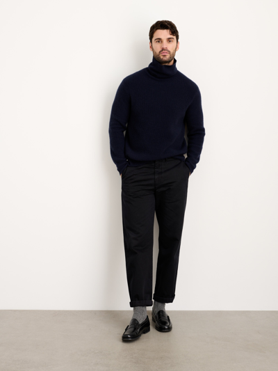 Alex Mill Judd Ribbed Turtleneck In Washed Cashmere In Navy