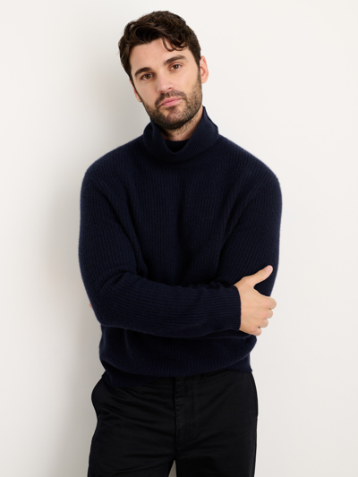 Alex Mill Judd Ribbed Turtleneck In Washed Cashmere In Navy
