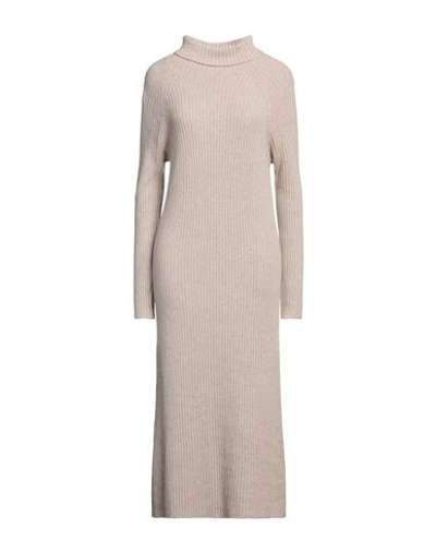 Shop Stefanel Woman Midi Dress Beige Size L Wool, Viscose, Polyamide, Cashmere