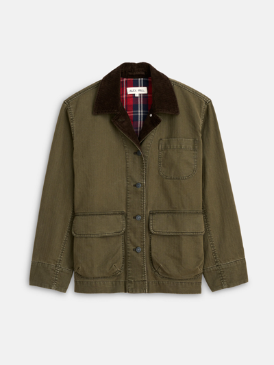 Shop Alex Mill Mel Jacket In Herringbone Cotton In Military Olive
