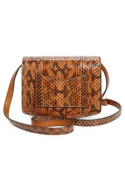 Shop Alaïa Small Le Papa Snakeskin Embossed Leather Shoulder Bag In 705 Caramel