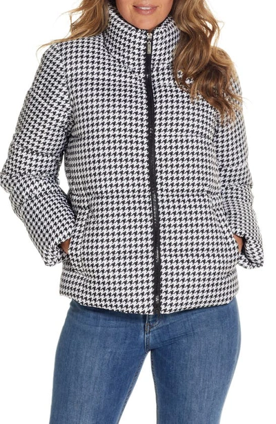 Shop Gallery Houndstooth Puffer Jacket In Black/ White
