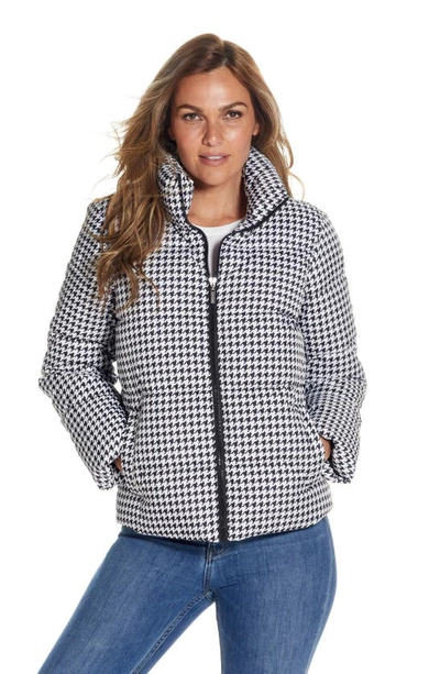 Shop Gallery Houndstooth Puffer Jacket In Black/ White