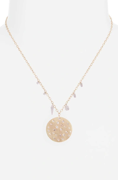Shop Meira T Diamond Medallion Pendant Necklace In Yellow Gold