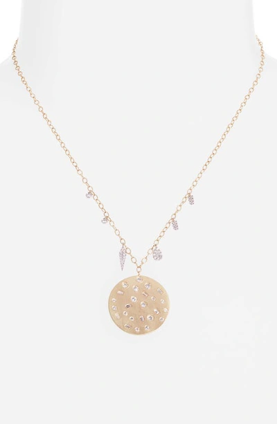 Meira T 14k White & Yellow Gold Diamond Medallion & Dangle Cluster Pendant Necklace, 18 In Yellow Gold