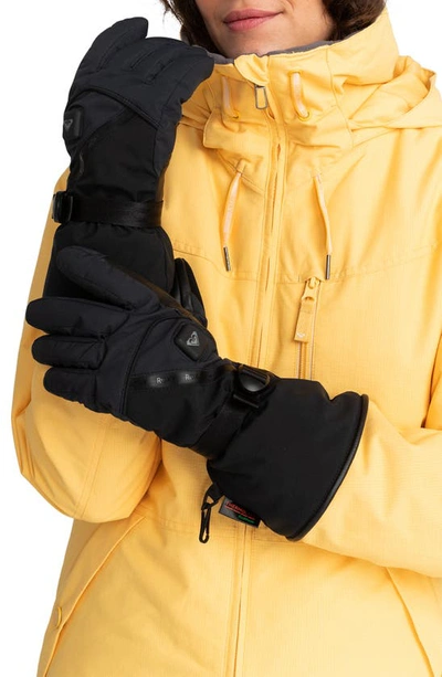 Shop Roxy Sierra Warmlink Leather Gloves In True Black