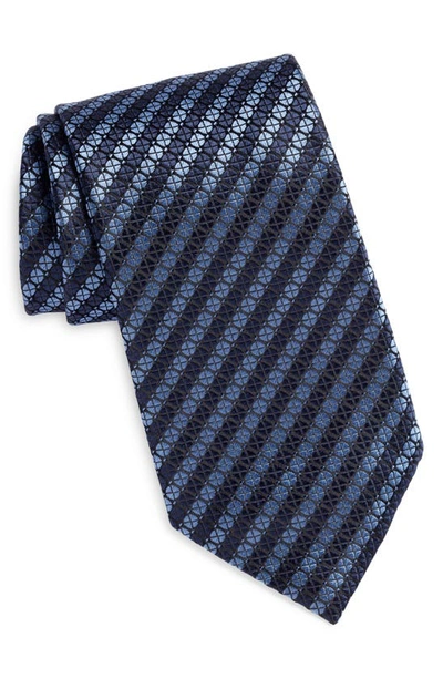 Shop Zegna Ties Macroarmature Stripe Silk Tie In Navy