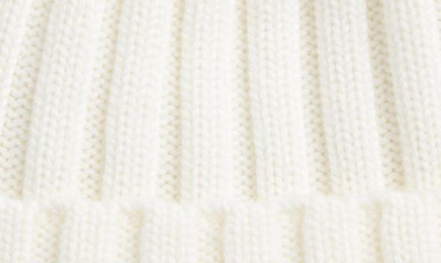 Shop Moncler Virgin Wool Rib Beanie With Faux Fur Pompom In White